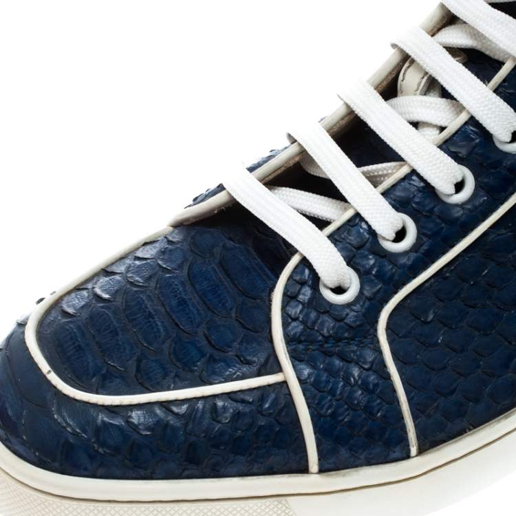 Christian Louboutin Blue Python Leather Rantus Orlato High Top Sneakers Size 40