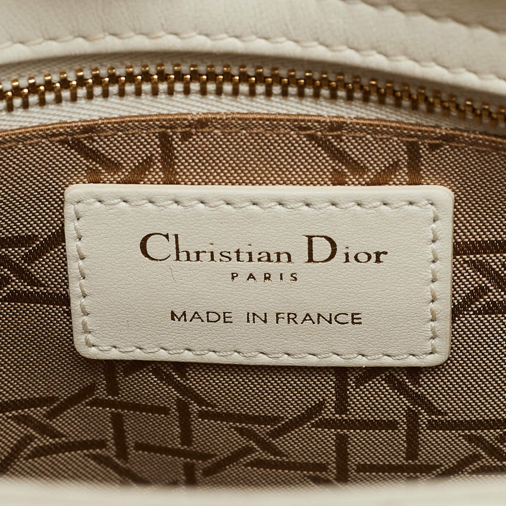 Dior Lady Dior My ABCDior Small White Cannage Leather Tote