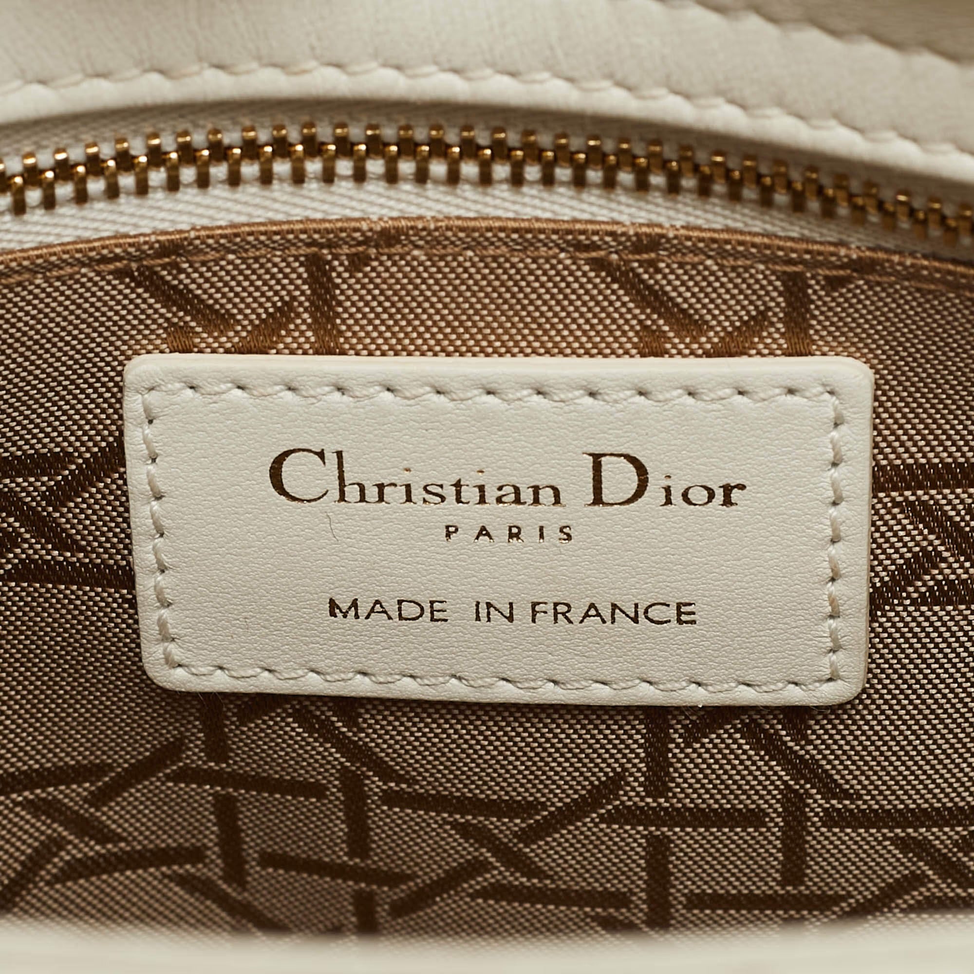 Dior Lady Dior My ABCDior Small White Cannage Leather Tote