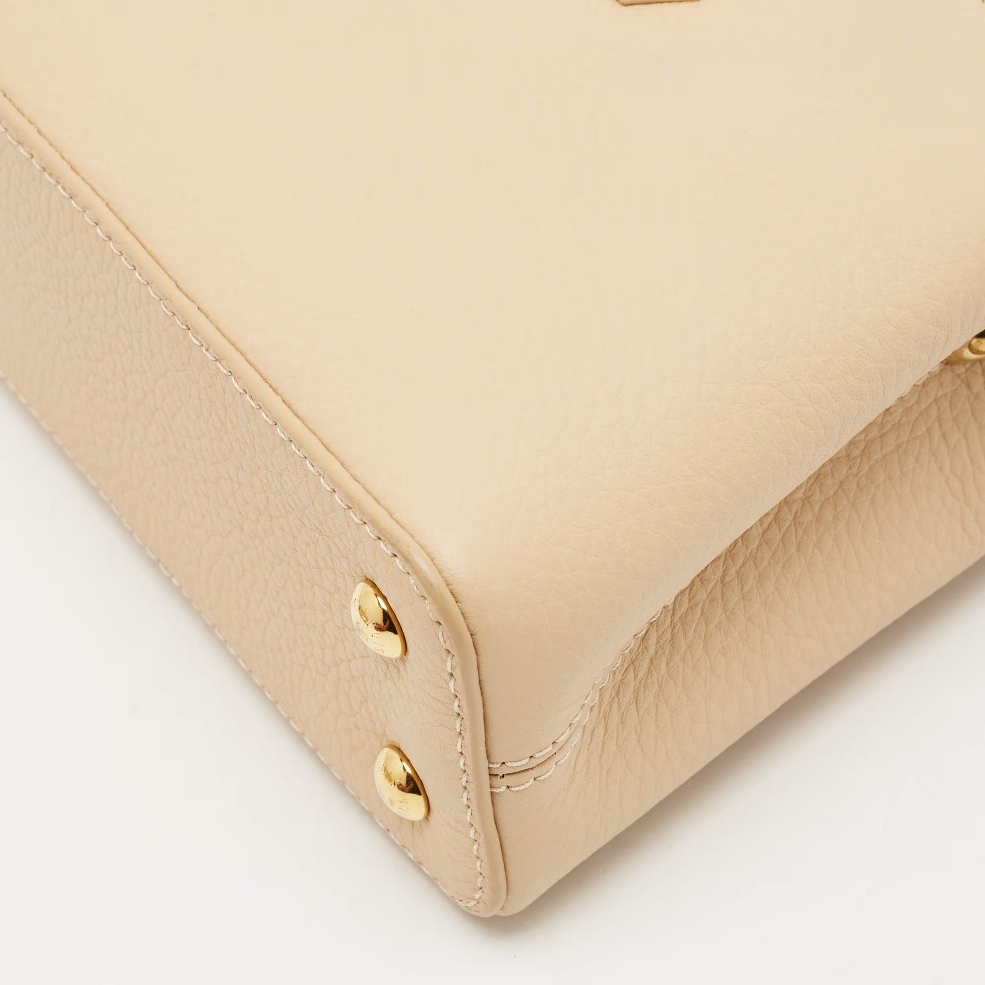 Louis Vuitton Capucines Mini Beige/Black Leather and Python Top Handle Bag