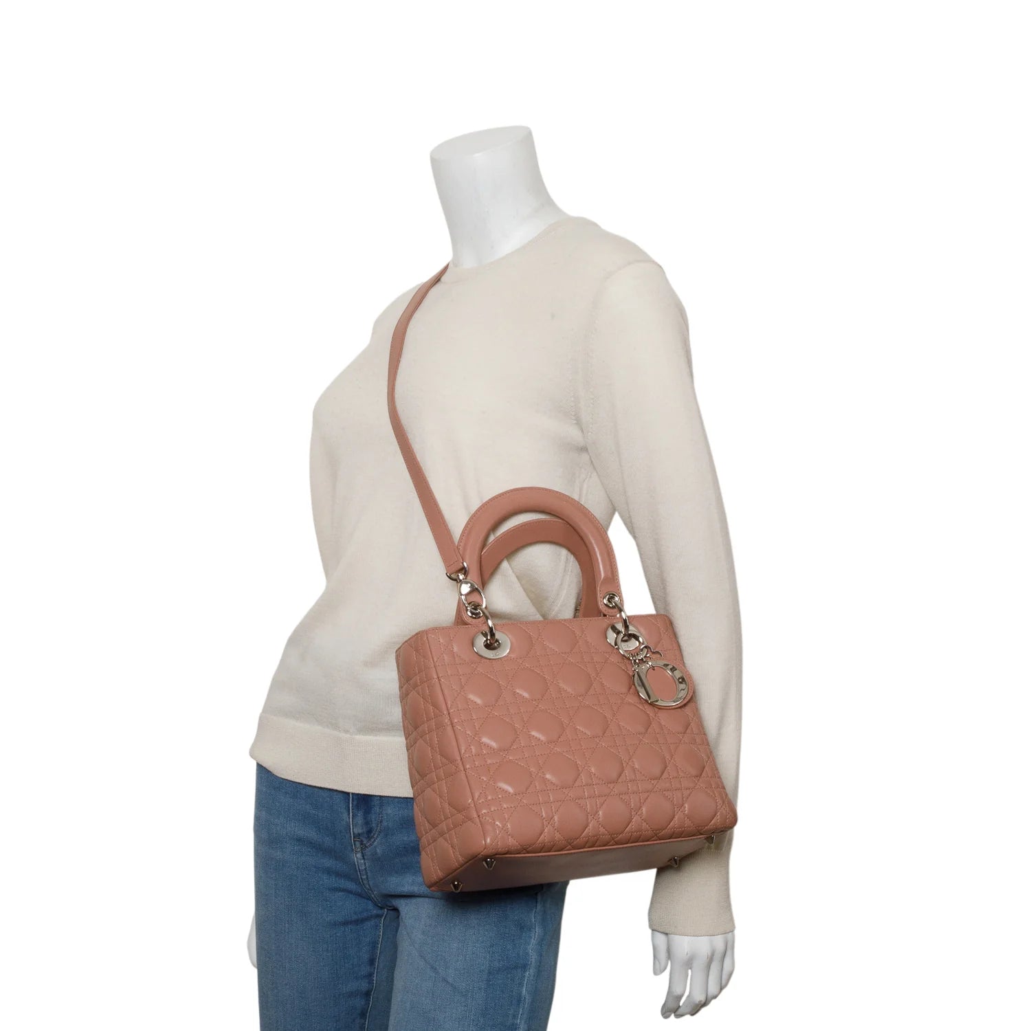 Christian Dior Pink Cannage Lambskin Leather Medium Lady Dior Bag