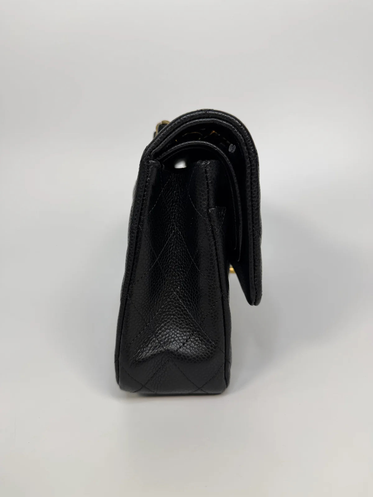 CHANEL MEDIUM CLASSIC DOUBLE FLAP BLACK CAVIAR LEATHER WITH GOLD HARDWARE