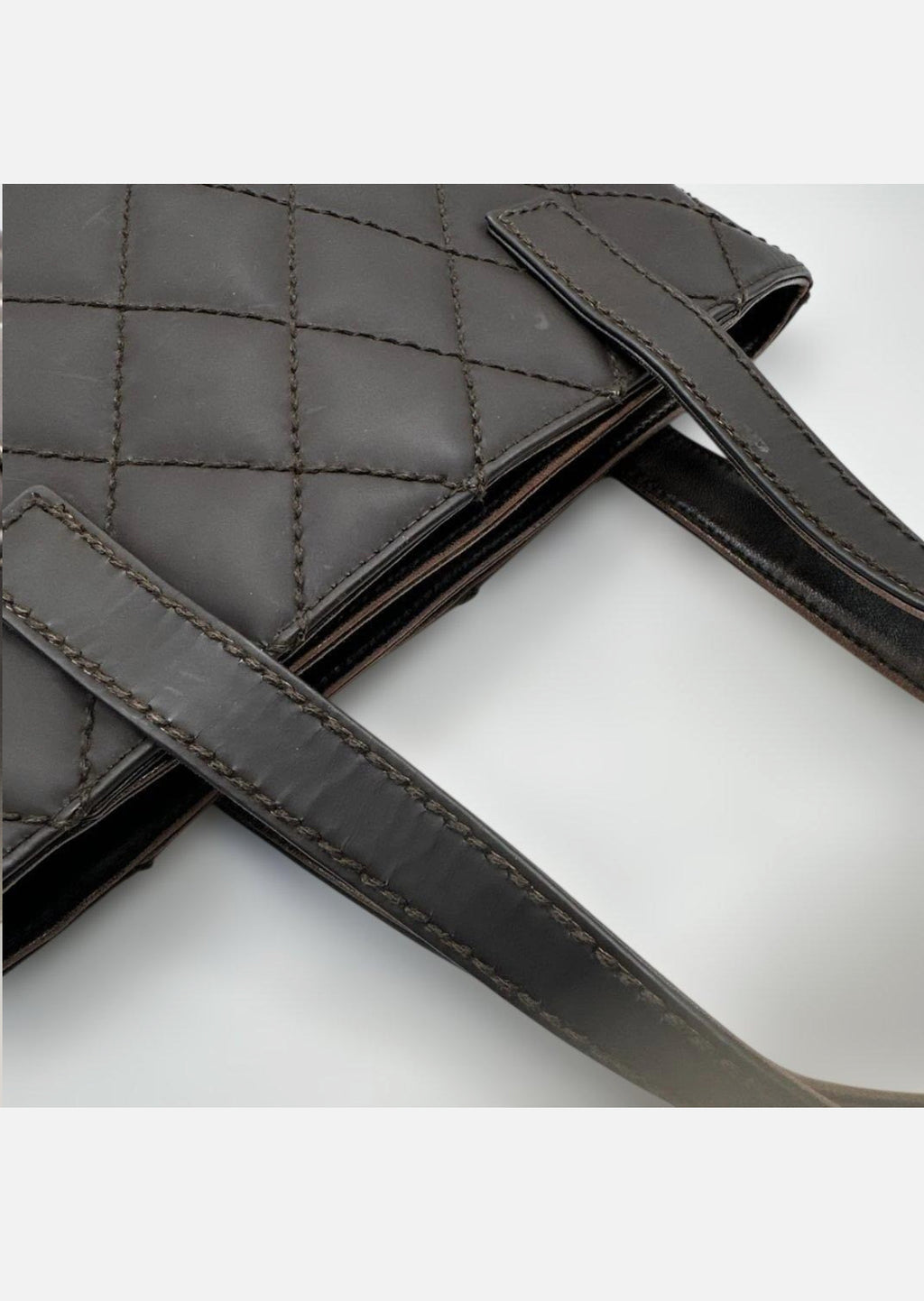 Chanel Wild Stitch Coco Mark Tote Bag Brown Quilted Leather