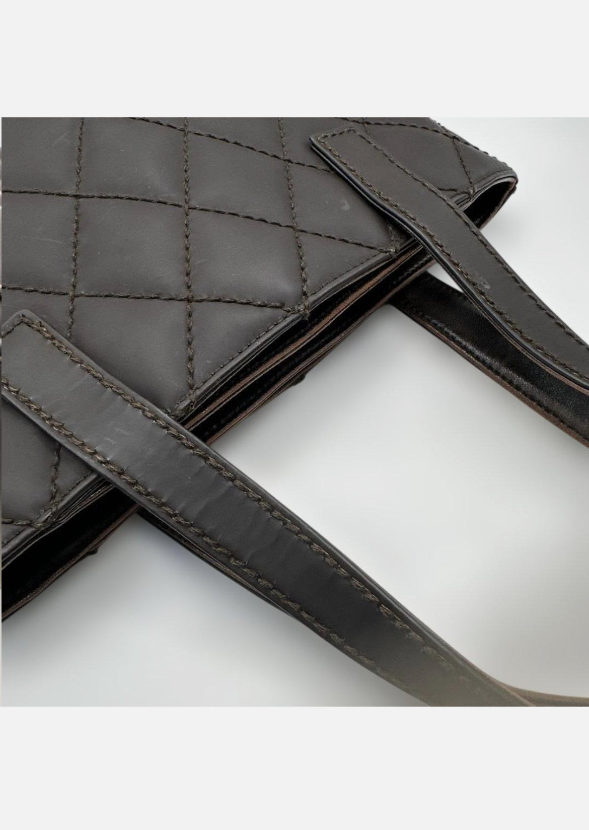 Chanel Wild Stitch Coco Mark Tote Bag Brown Quilted Leather