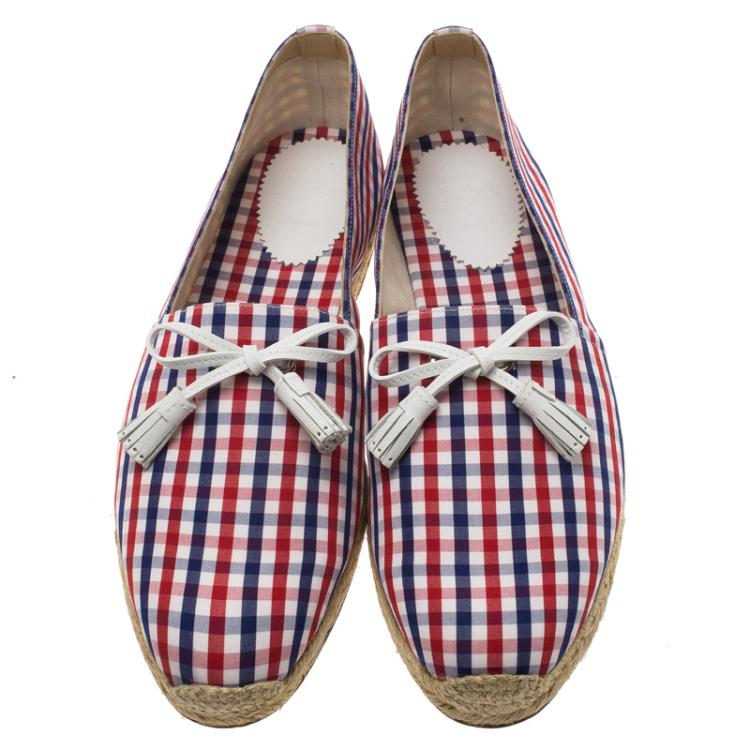Christian Louboutin Vichy Papiounet Bow Espadrilles Size 44