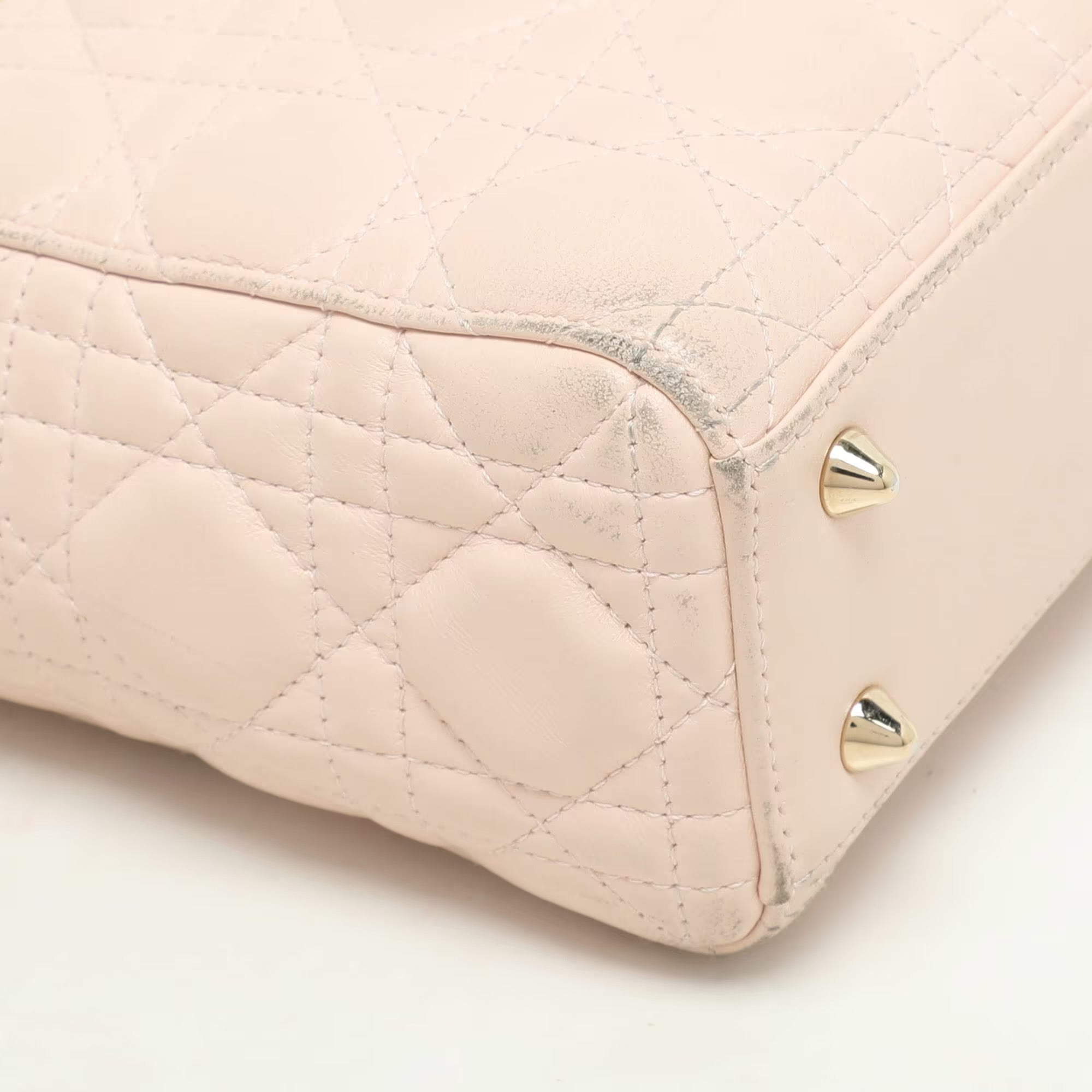 Dior Beige Cannage Leather Small Lady Dior My ABCDior Tote