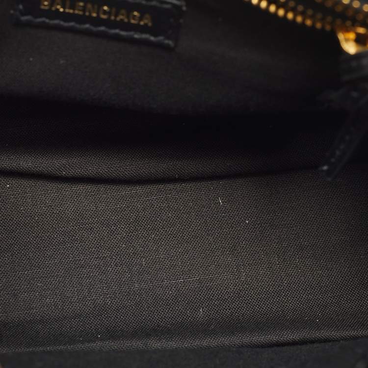 Balenciaga Metallic Edge City Mini Black Croc Embossed Leather Tote