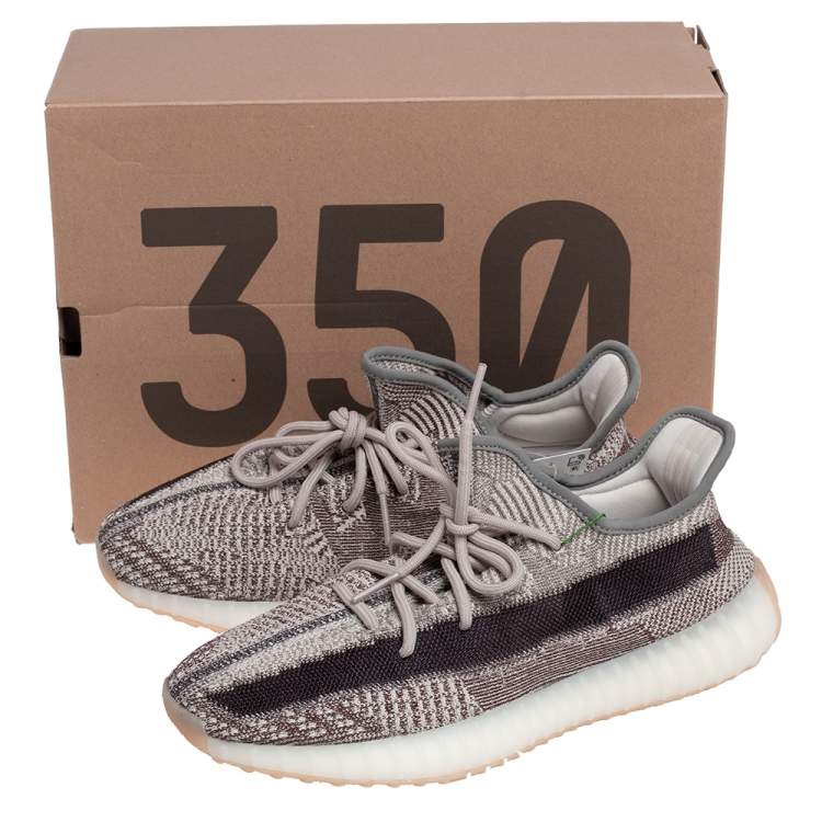 Yeezy x Adidas Grey/Brown Knit Fabric Boost 350 V2 Zyon Sneakers Size 43 1/3