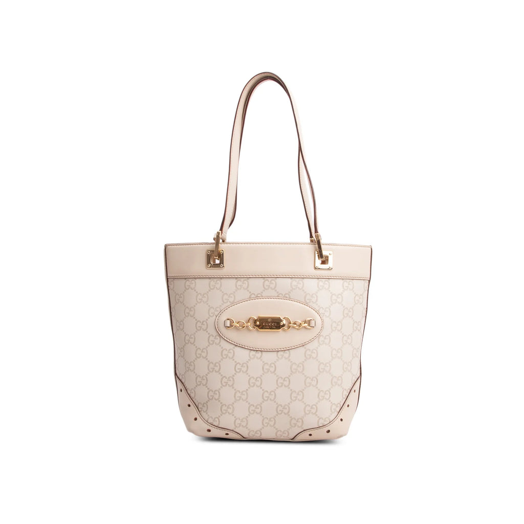 Gucci Cream Signature Small Punch Tote