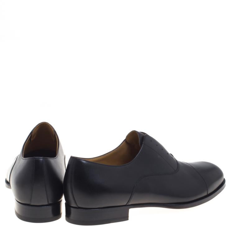 Hermes Black Leather Napoli Derby Size 44