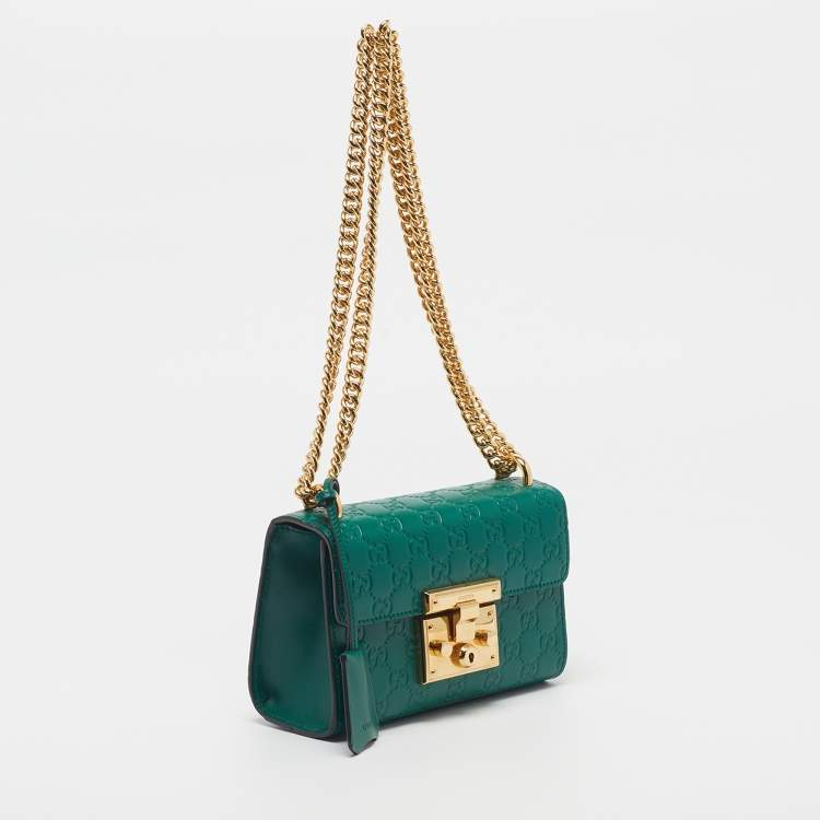 Gucci Padlock Small Green Guccisima Leather Shoulder Bag