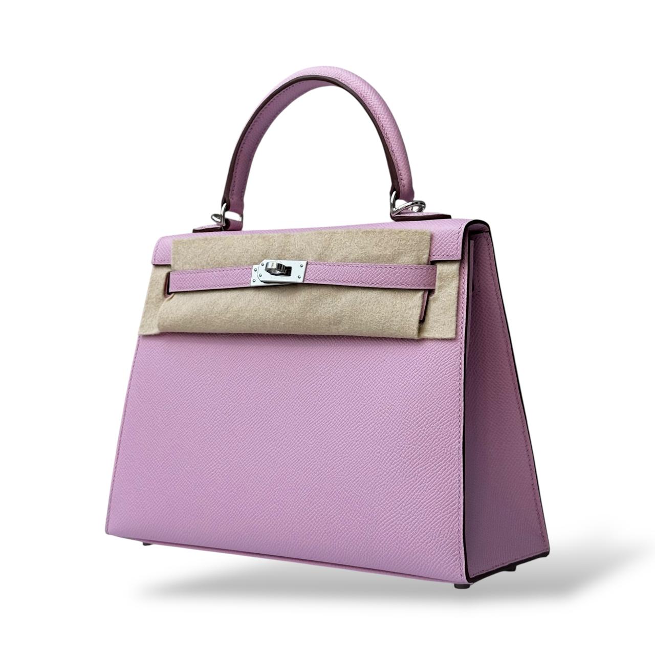 Hermes Kelly 25 Mauve Sylvestre Epsom PHW