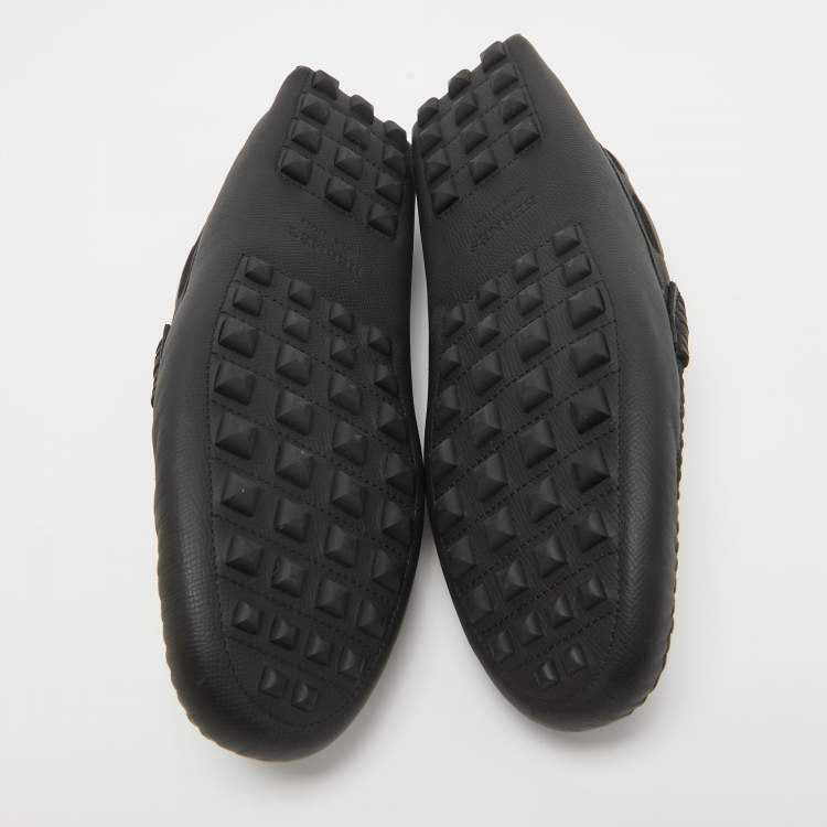 Hermes Black Leather Alessandro Slip On Loafers Size 44