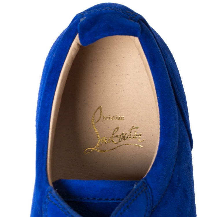 Christian Louboutin Cobalt Blue Suede Louis Junior Sneakers Size 43.5