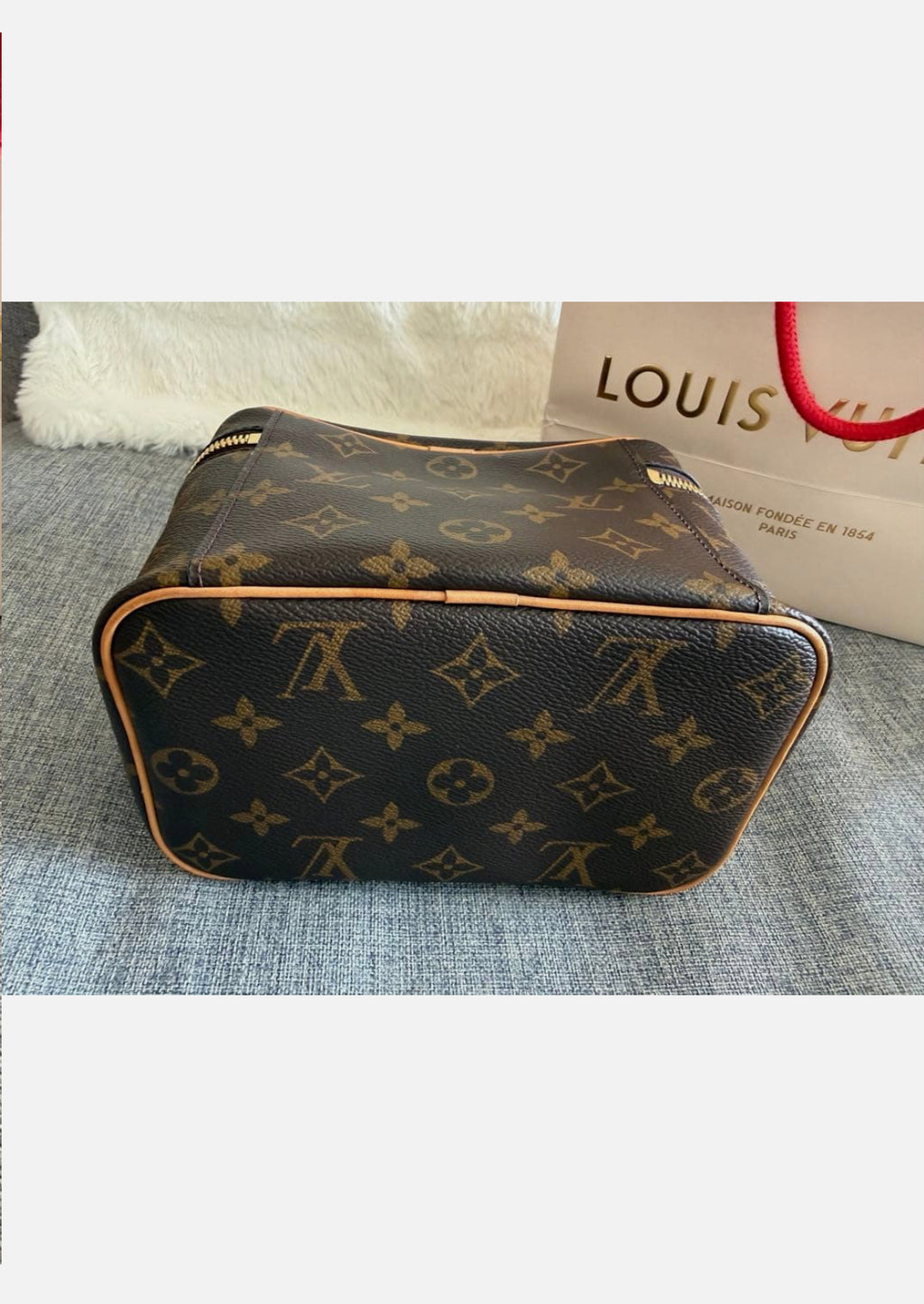 LOUIS VUITTON Mini Monogram Vanity Case Bag Pouch Brown