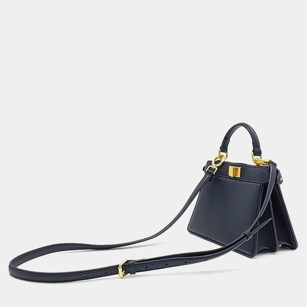 Fendi Black Leather Peekaboo I SEE U Petite