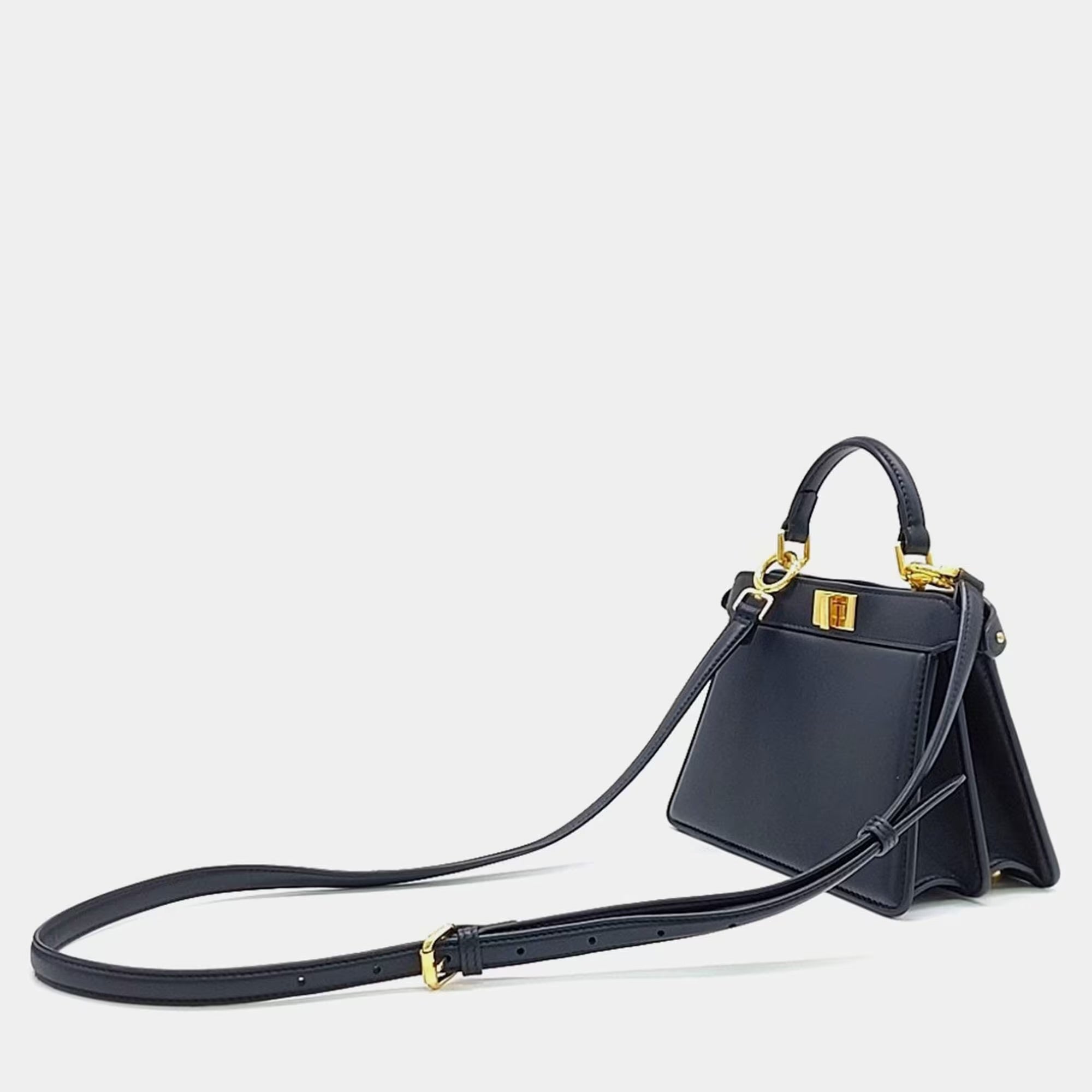 Fendi Black Leather Peekaboo I SEE U Petite
