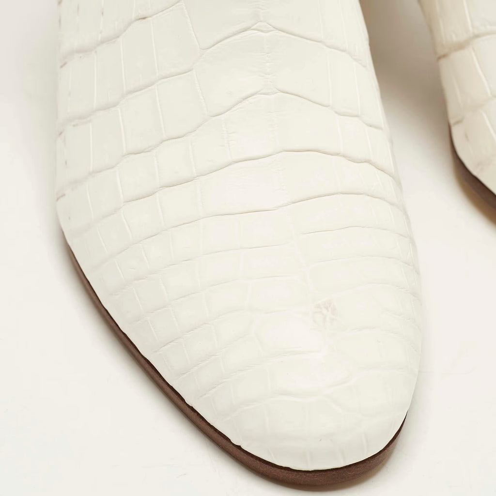 Hermes Saint Germain Size 36 White Himalaya Niloticus Crocodile Ankle Boots