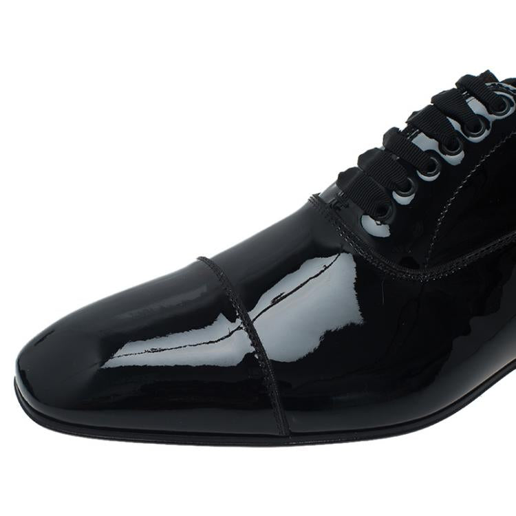 Christian Louboutin Black Patent Greggo Flat Oxfords Size 41