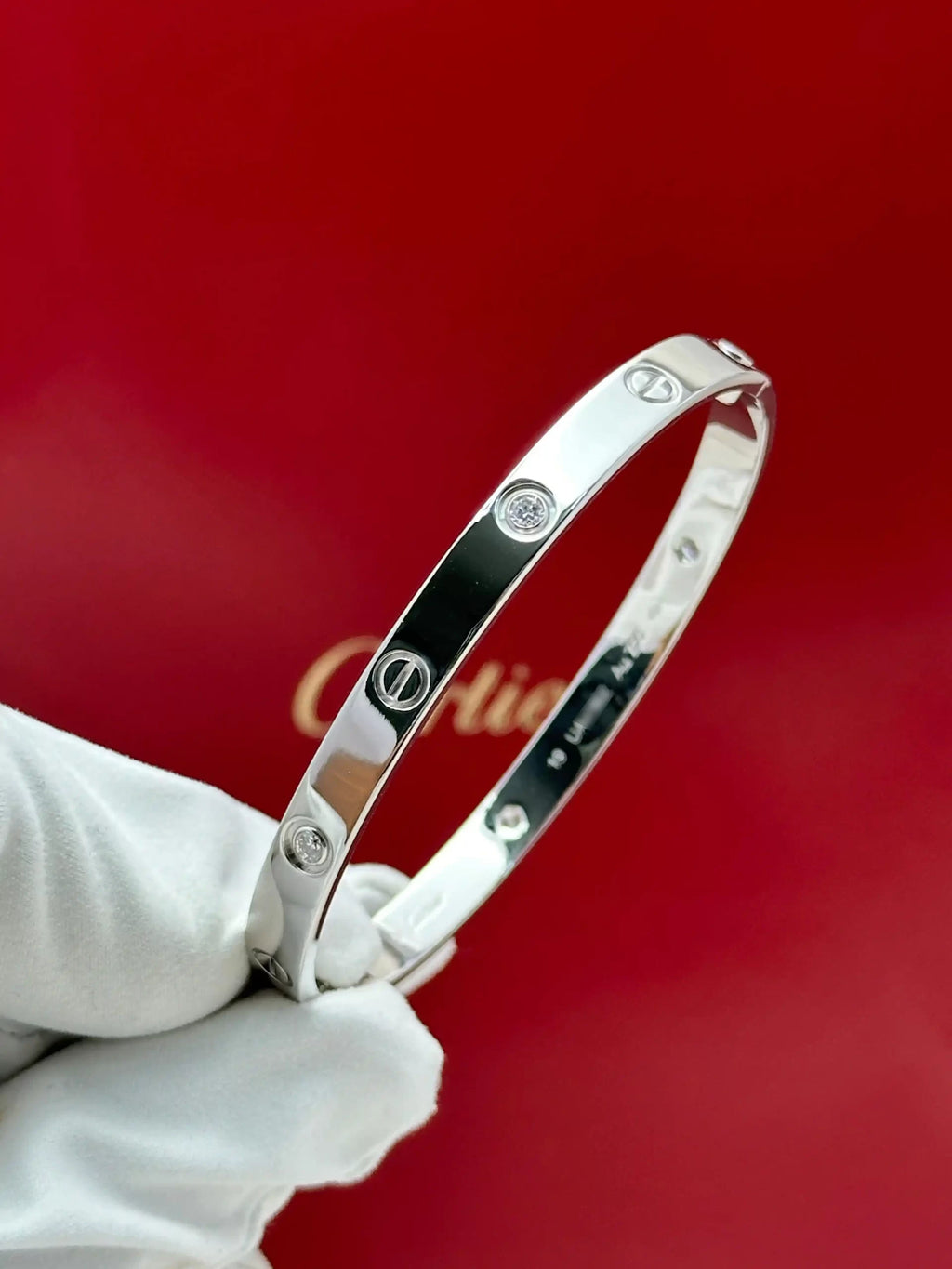 Cartier Love Bracelet 4 Diamonds Size 19