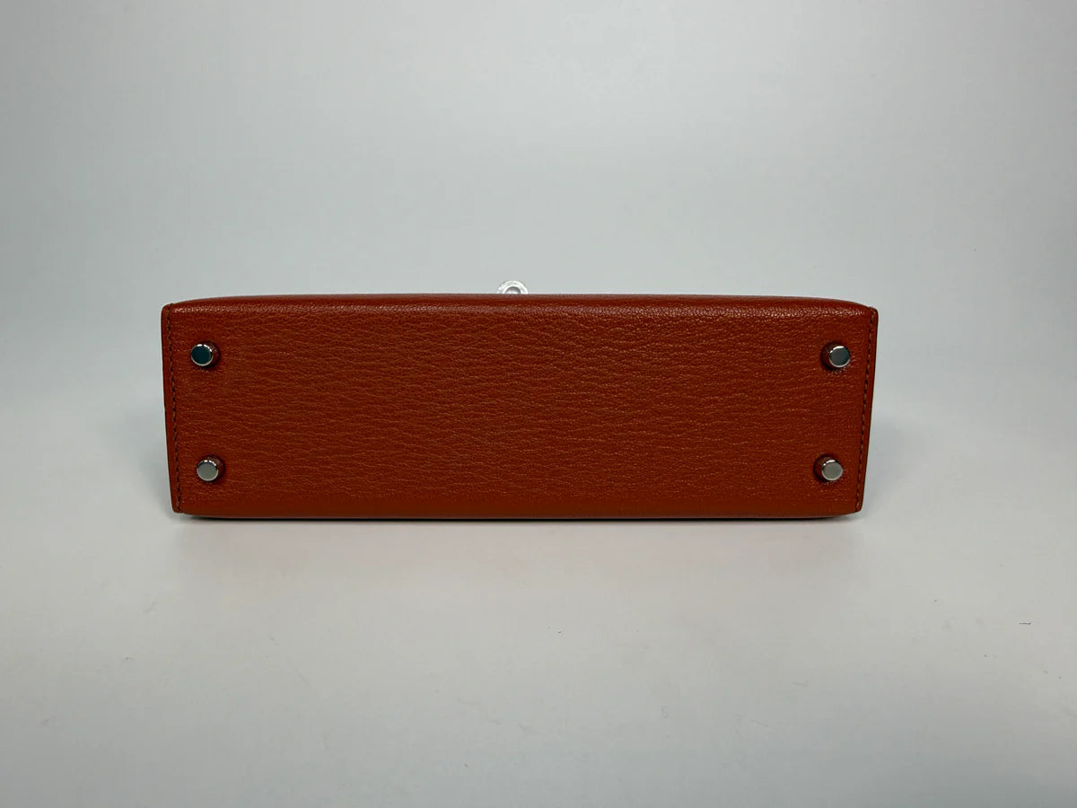 HERMÈS MINI KELLY IN CUIVRE CHÈVRE MYSORE LEATHER WITH PALLADIUM HARDWARE