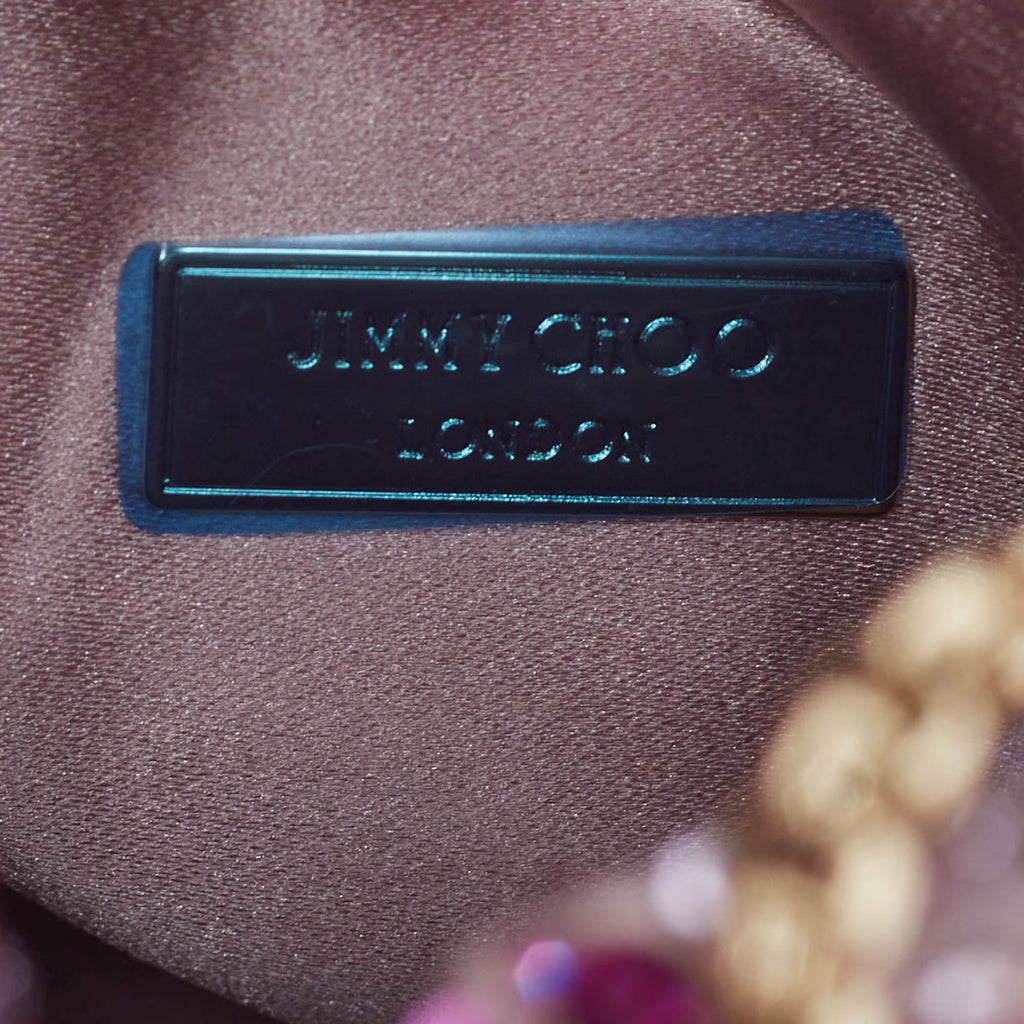 Jimmy Choo BonBon Crystal Embellished Pink Satin Bucket Bag