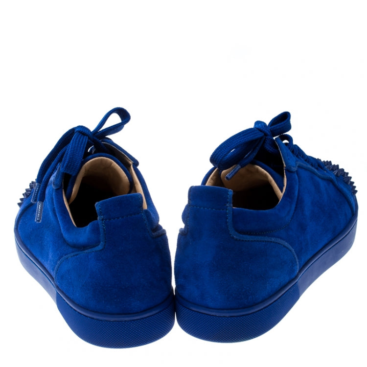 Christian Louboutin Cobalt Blue Suede Louis Junior Spikes Sneakers Size 43
