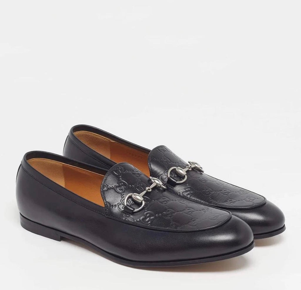 Gucci Jordy Size 43 Black Guccissima Leather Loafers