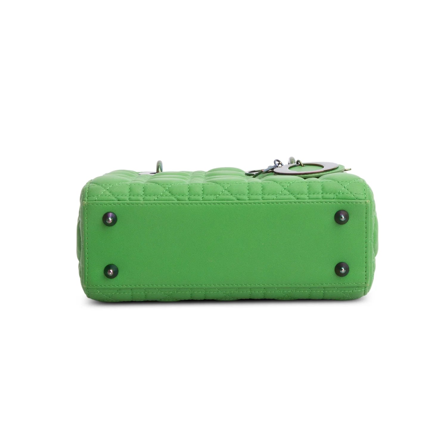 Christian Dior 2022 Green Cannage Lambskin Leather Small Lady Dior Bag