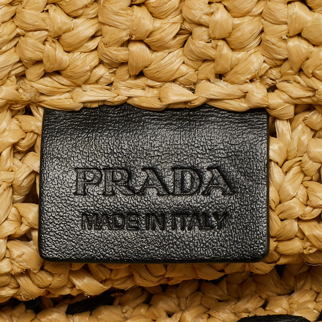 Prada Natural Raffia Logo Shopper Tote
