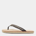 Christian Louboutin Black Leather Spike Thong Sandals Size 43