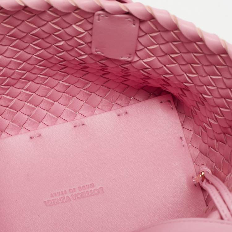 Bottega Veneta Cabat Mini Pink Intrecciato Leather Tote