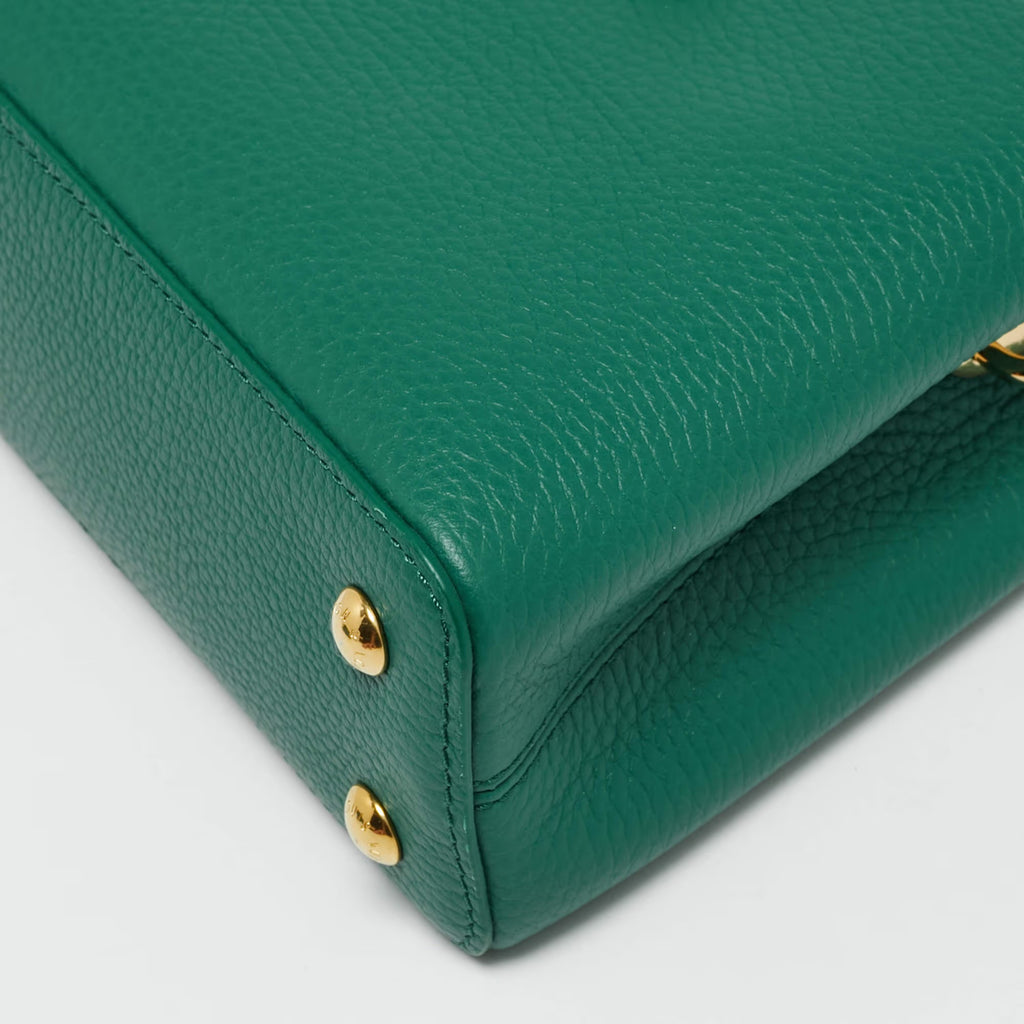 Louis Vuitton Capucines Mini Emeraude Taurillon Leather and Ostrich Top Handle Bag