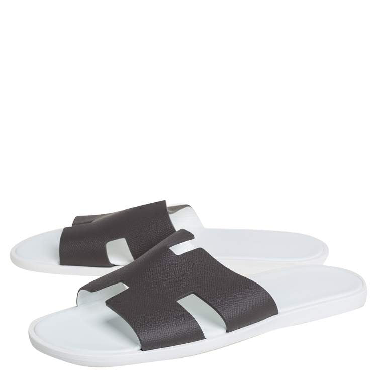 Hermes Brown Leather Izmir Sandals Size 45
