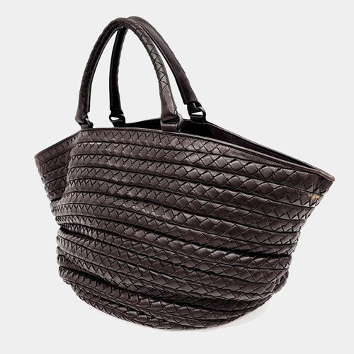 Bottega Veneta Brown Leather Mesh Tote Bag