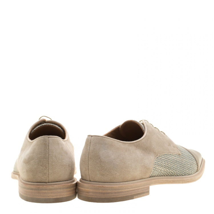 Christian Louboutin Beige Suede and Linen Bruno Orlato Lace Up Derby Size 42.5