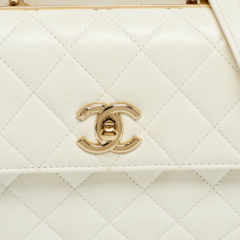 Chanel White Quilted Leather Mini Trendy CC Flap Bag