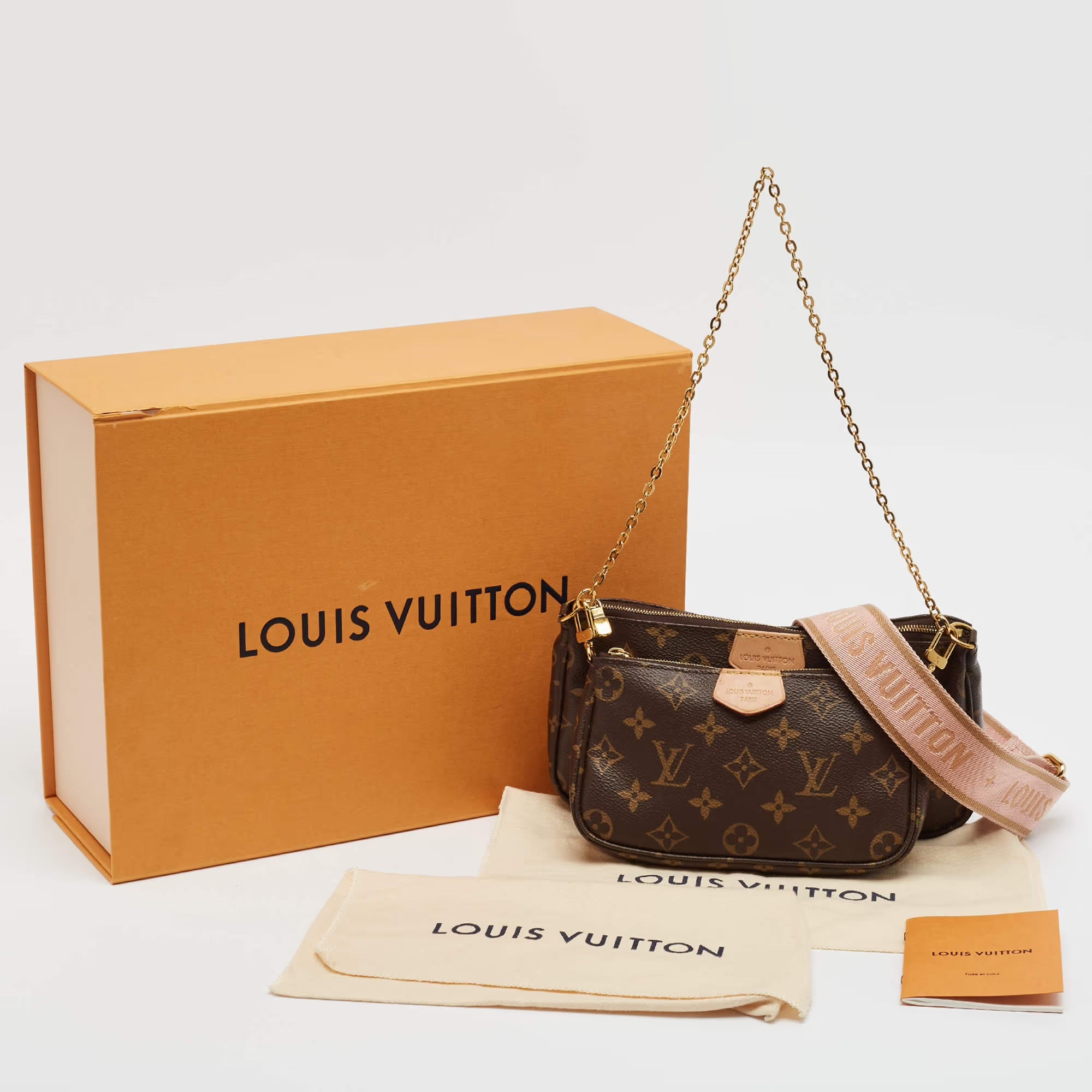Louis Vuitton Multi Pochette Accessories Rose Monogram Canvas Bag