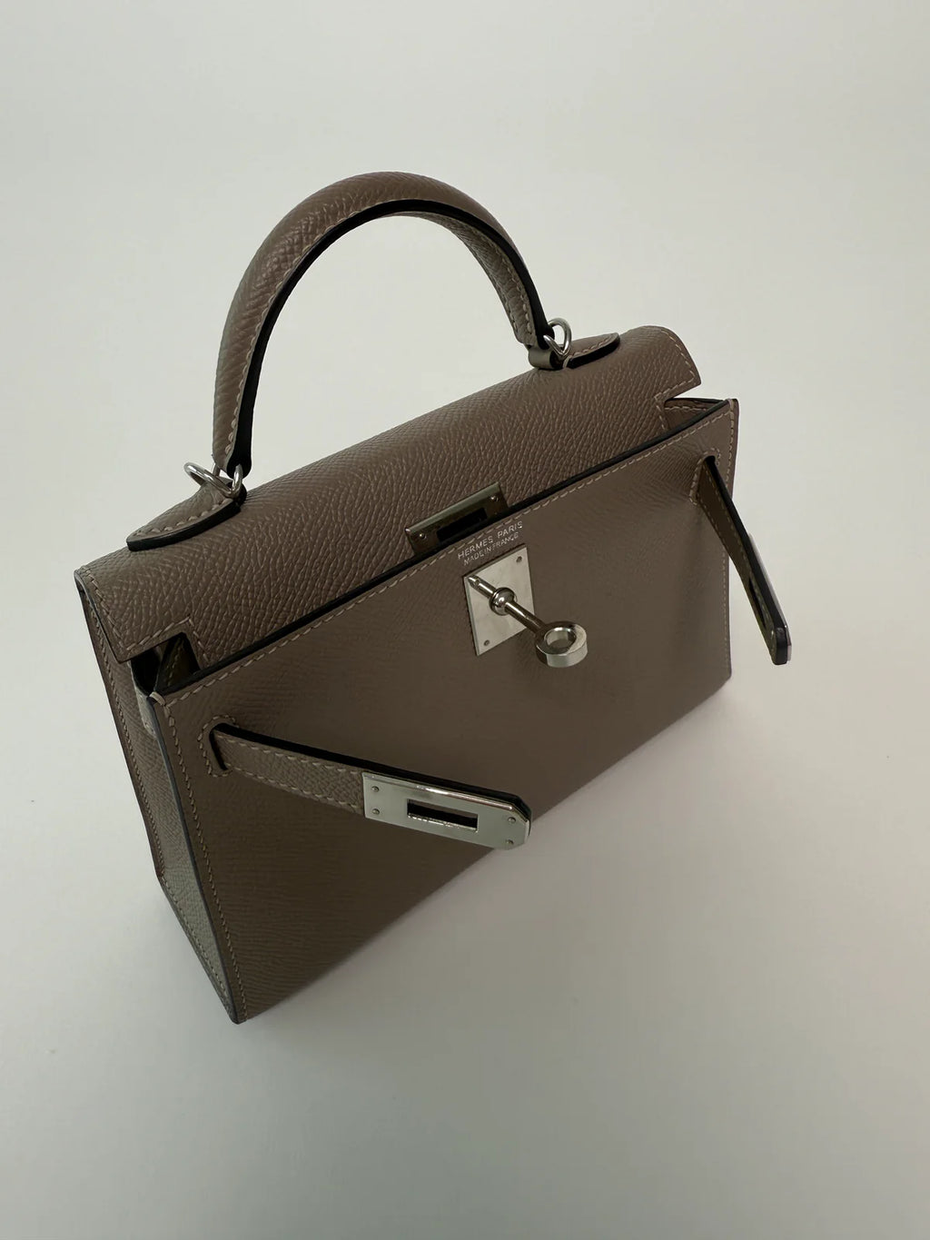 HERMÉS MINI KELLY GRIS ASPHALT IN EPSOM LEATHER WITH PHW
