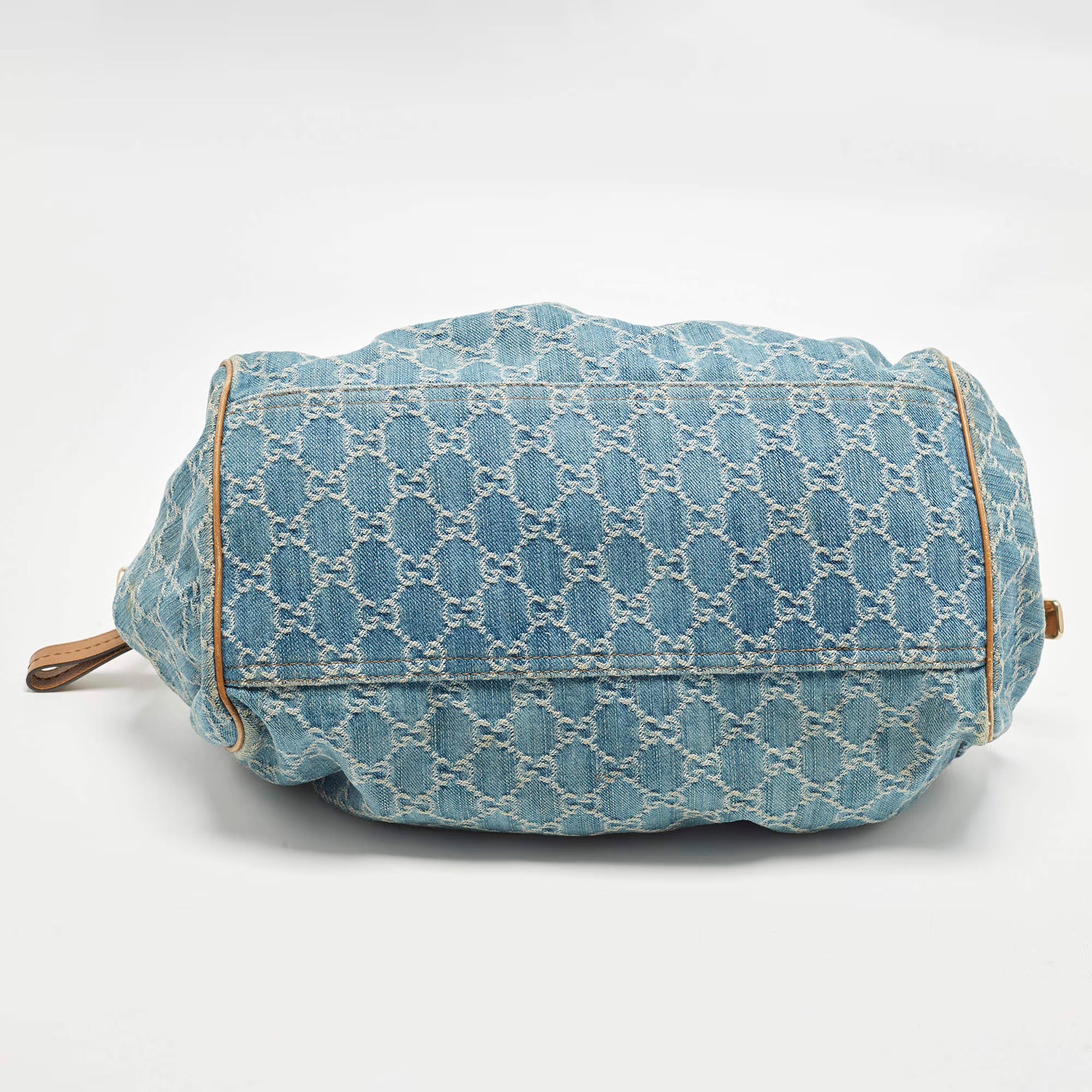 Gucci Sukey Medium Blue/Tan GG Denim Satchel