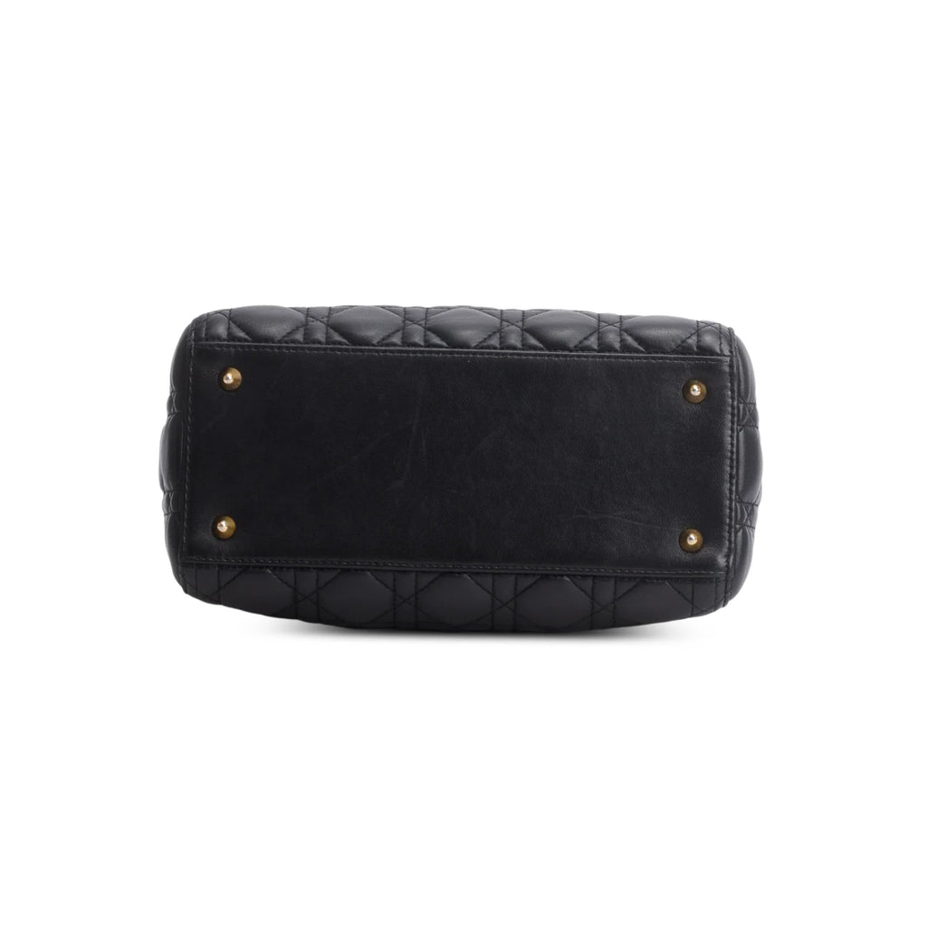 Christian Dior Black Cannage Lambskin Leather Medium Lady Dior Bag
