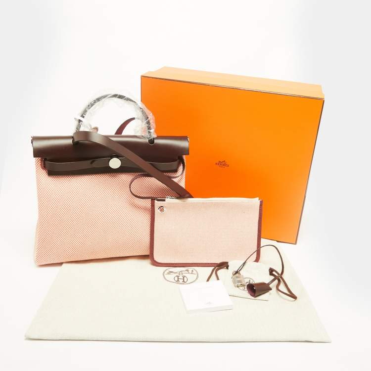 Hermès Herbag Zip 31Orange Field/Ecru/Rouge Sellier Criss Viking Toile and Vache Hunter Top Handle Bag