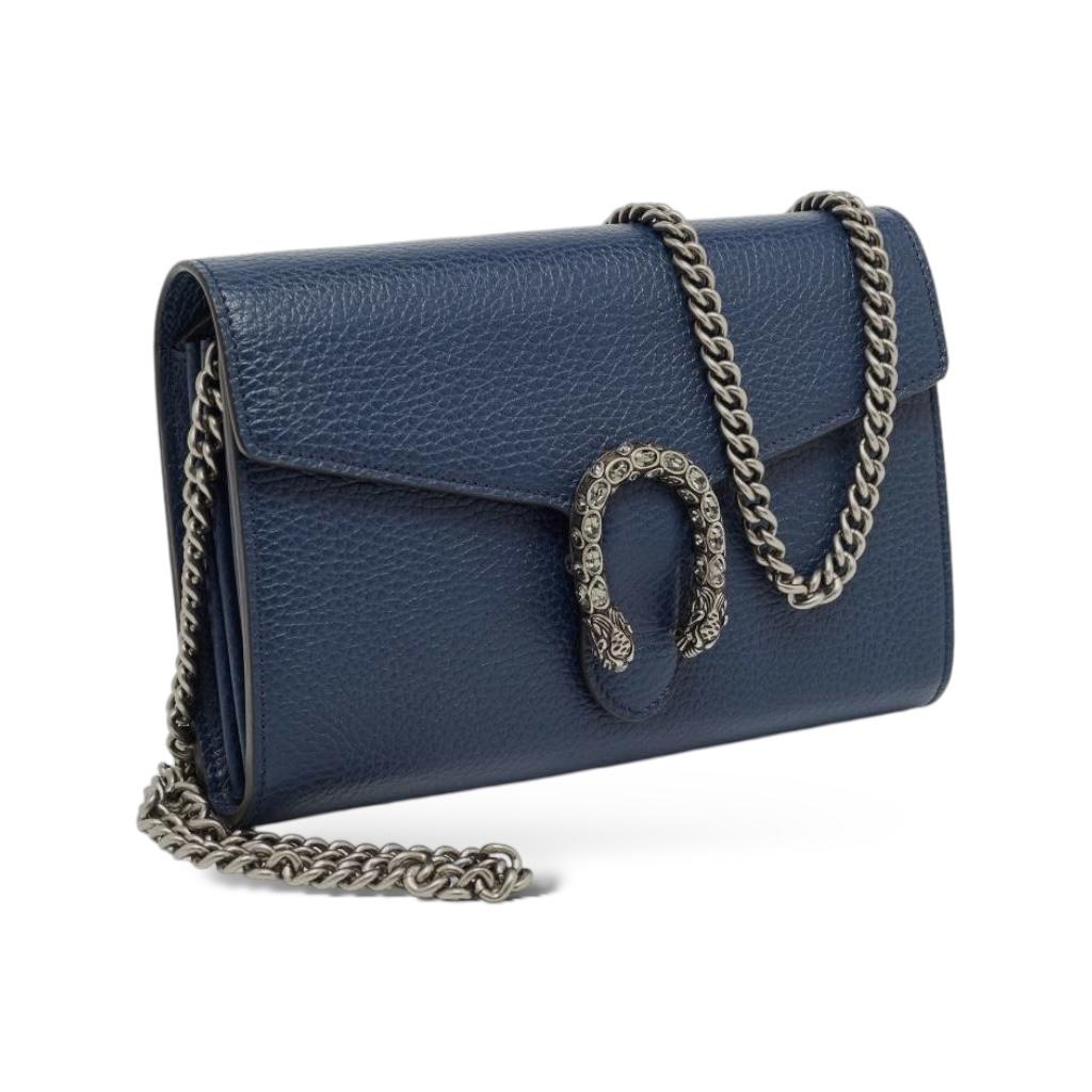 Gucci Dionysus Mini Leather Chain Bag Dark Blue