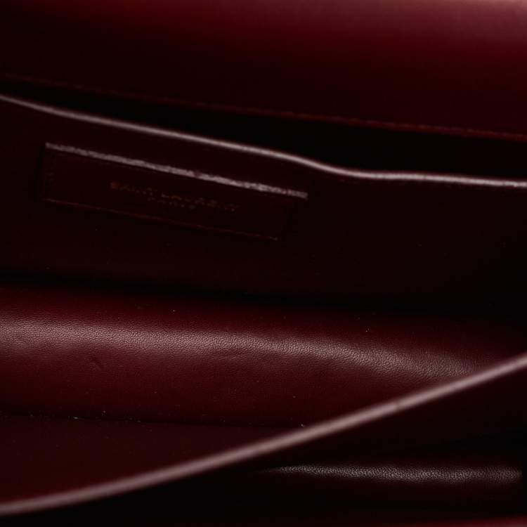Saint Laurent Sunset Medium Burgundy Python Shoulder Bag