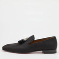 Christian Louboutin Black Nylon Rivalion Tassel Smoking Slippers Size 43