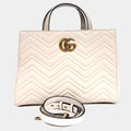 Gucci Cream Leather Marmont Matrasse Tote and Shoulder Bag