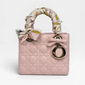 CHRISTIAN DIOR LADY DIOR SMALL BAG IN ROSE TENDRE WITH GOLD HARDWARE