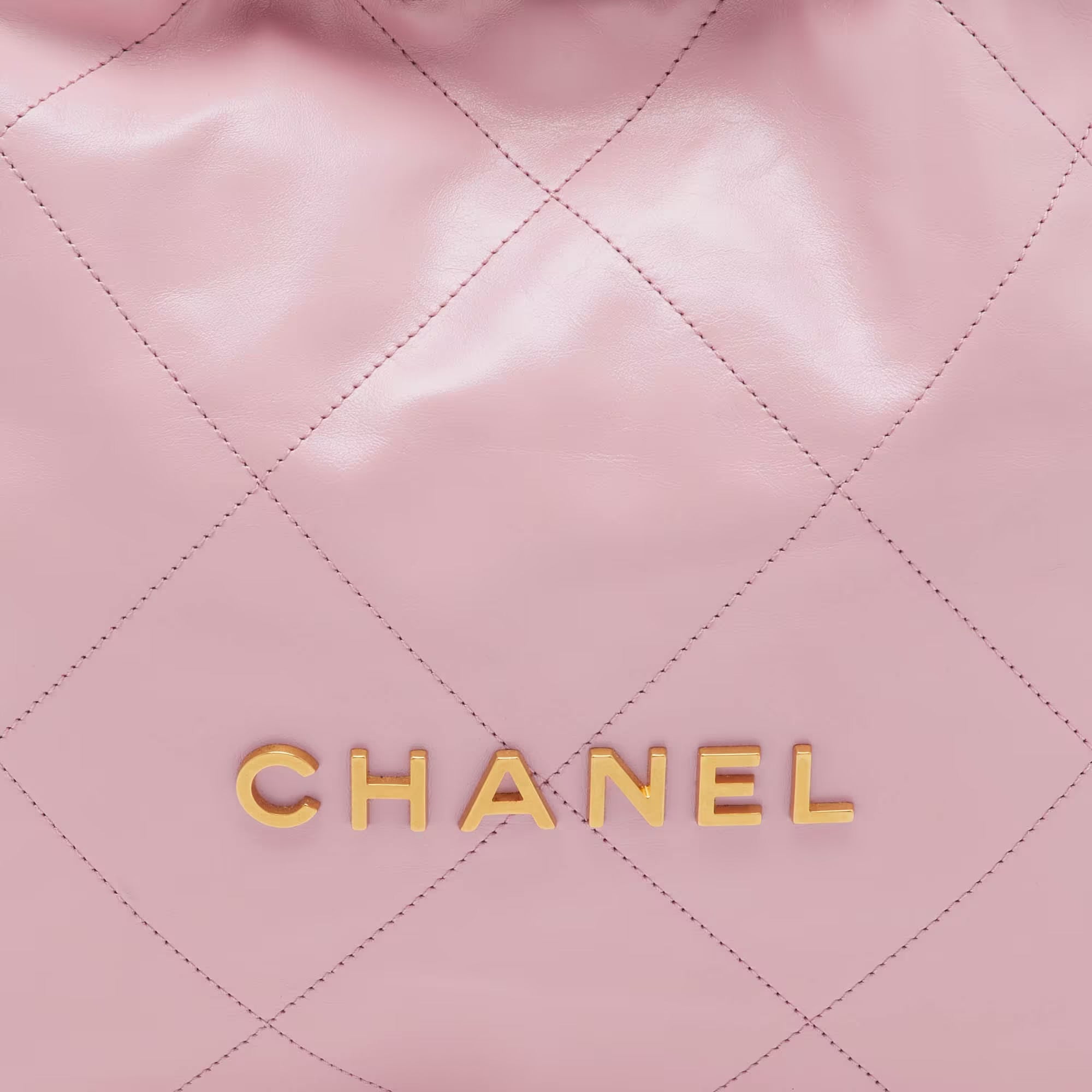 Chanel Light Pink Quilted Shiny Leather Small 22 Bag