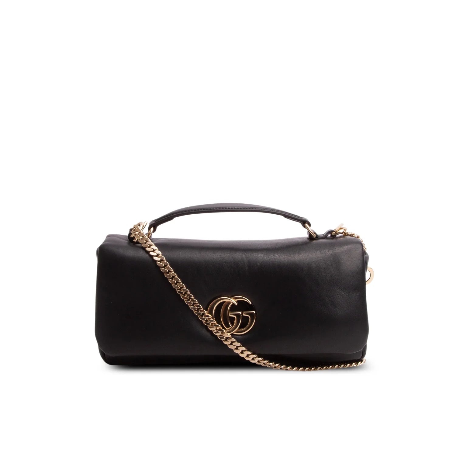 Gucci Black Lambskin Small GG Milano Top Handle Shoulder Bag
