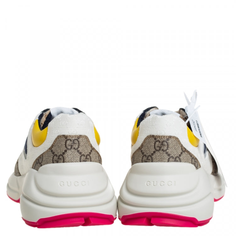 Gucci Multicolor GG Canvas And Leather Rhyton Sneakers Size 40